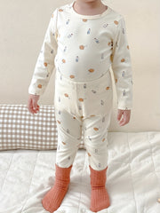 Boys Lemon Print 2pcs Pajamas Set Long Sleeve Top & Pants