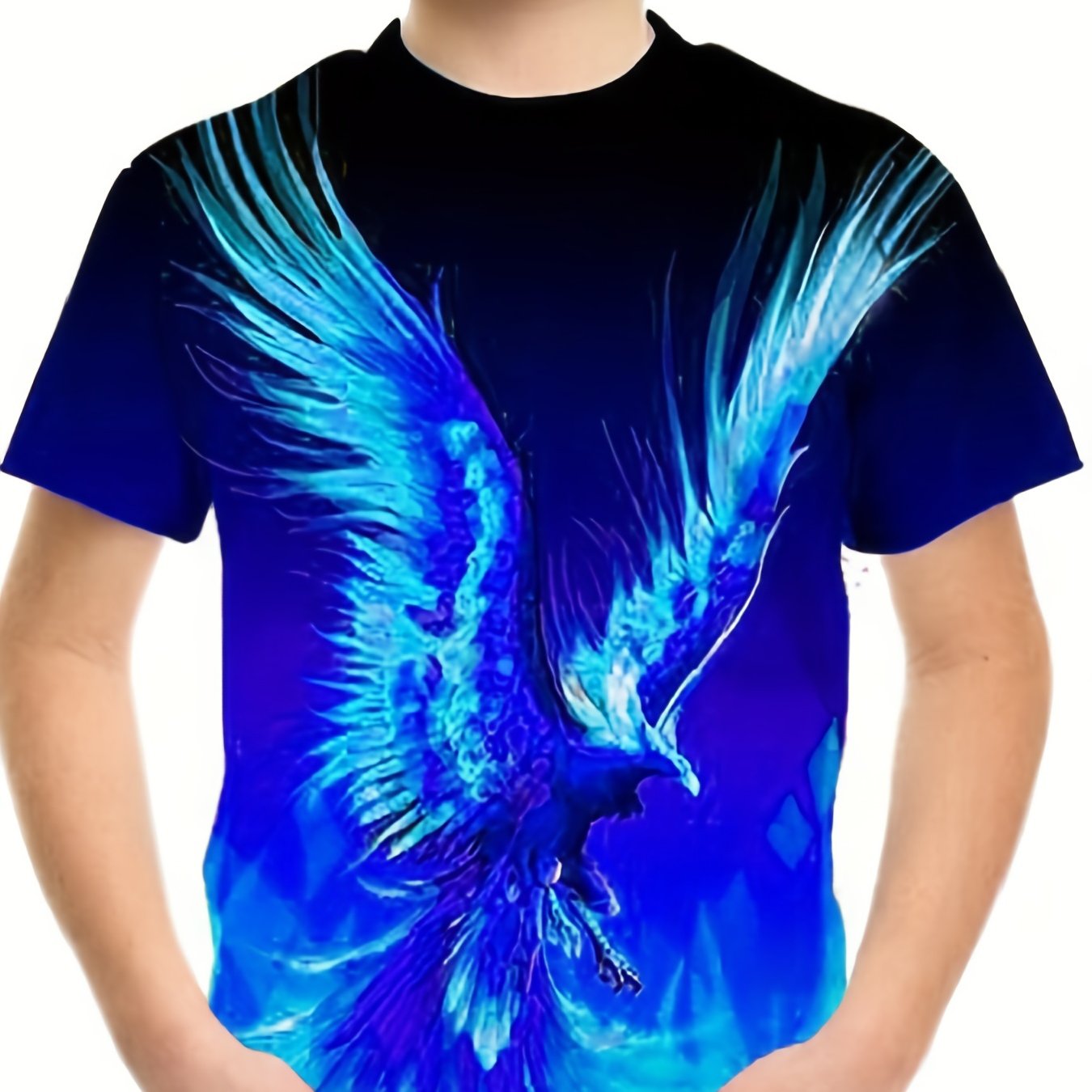 Eagle Graphic T-Shirt for Boys 3D Digital Print Casual and Stretchy Tee