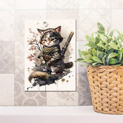 Baby Cat Samurai Watercolor Wall Stickers Nursery Decor