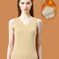 Stretch V-Neck Thermal Tank Top Women Sleeveless Warm Outdoor Sports