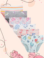 6pcs Girls Triangle Panties Cartoon Floral Animals Print Elastic Waist