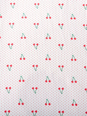 Girls Cherry Print PJ Nightdress Ruffle Decor Short Sleeve Round Neck Dress