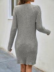 Open Front Ribbed Cardigan with Pockets