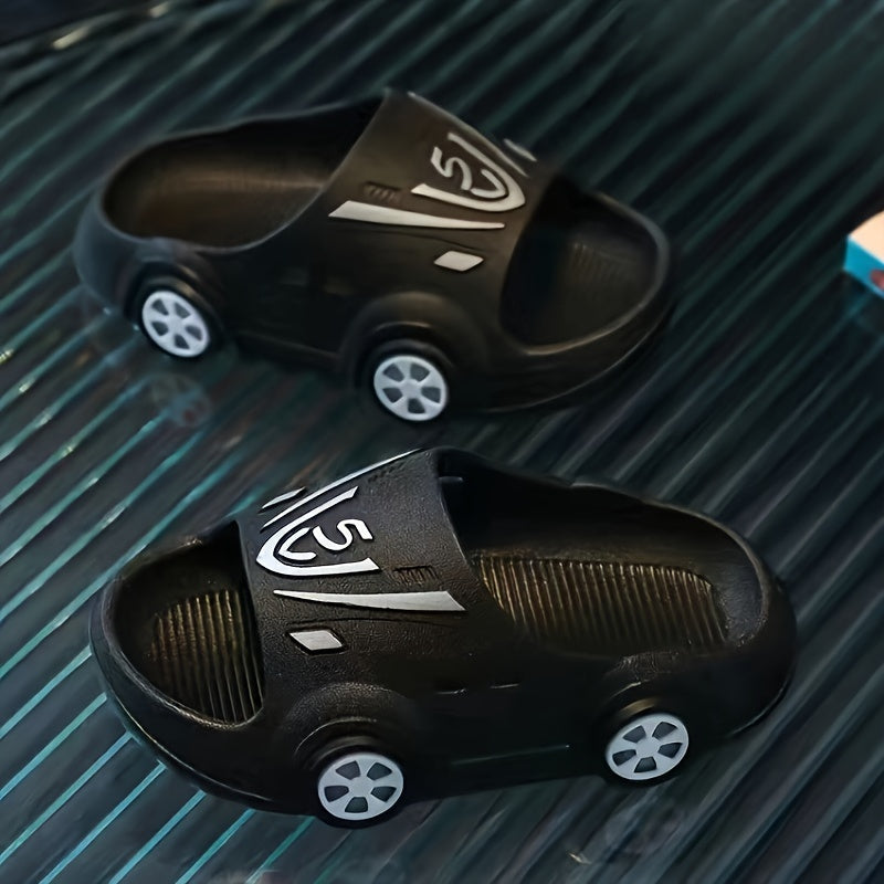 Cartoon Car Open Toe Slippers for Baby Boys Non Slip Lightweight Slipper