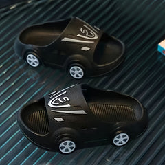 Cartoon Car Open Toe Slippers for Baby Boys Non Slip Lightweight Slipper
