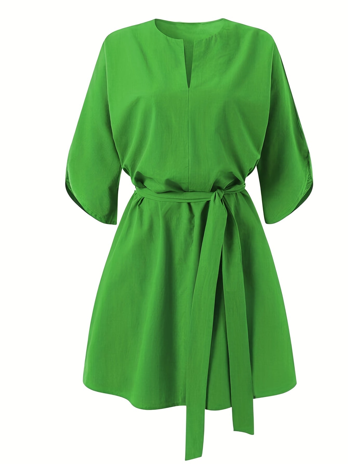V Neck Mini Dress With Belt