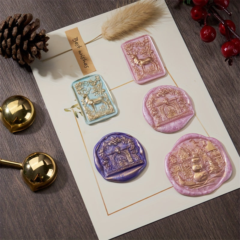 3D Embossed Fire Paint Brass Stamp Christmas Series Carved Snow Gift Bag Pattern