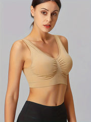 Women's XL Steel Ring Sports Bra Seamless Yoga Activewear