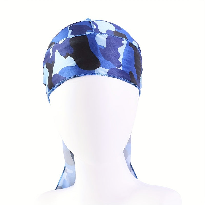 Camouflage Wave Long Tail Hat Turban Pirate Hat Men's And Women's Turban Hat