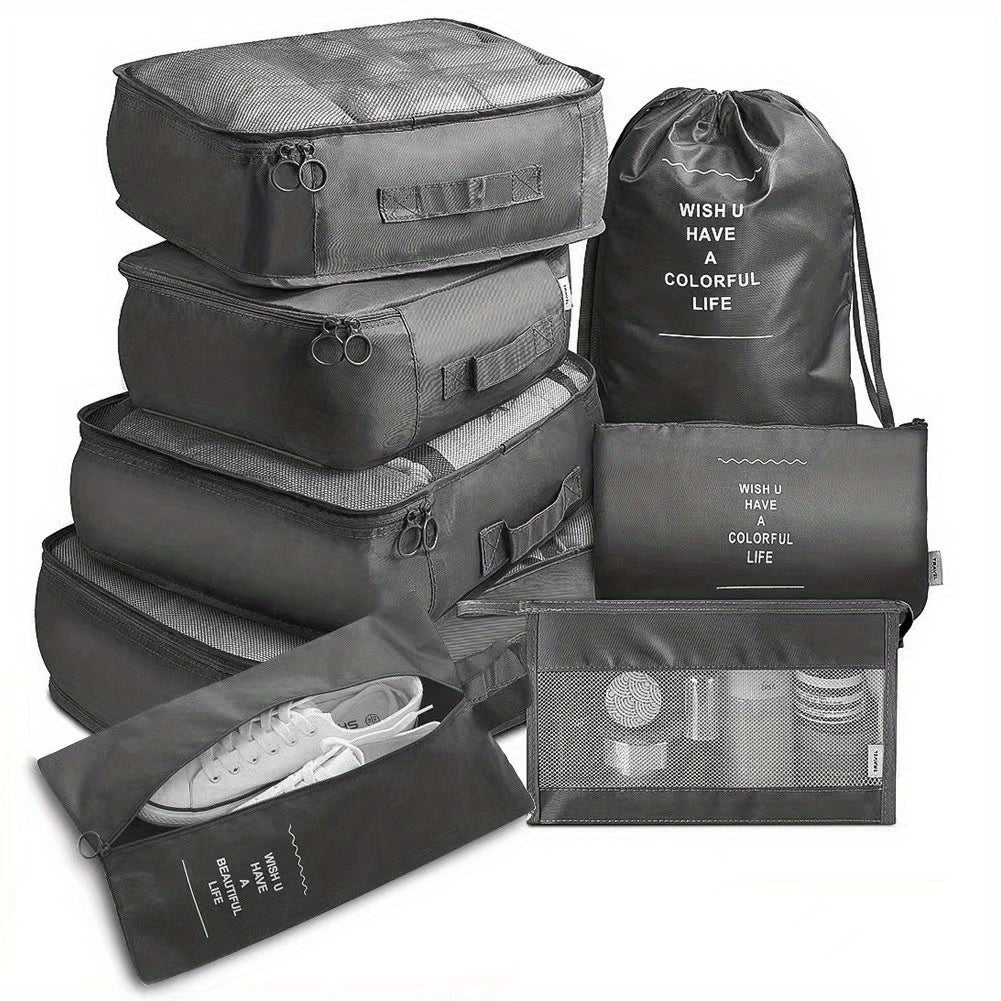 8-Piece Travel Cubes Set Lightweight Luggage Storage with Shoe Bag