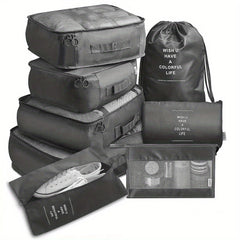 8-Piece Travel Cubes Set Lightweight Luggage Storage with Shoe Bag