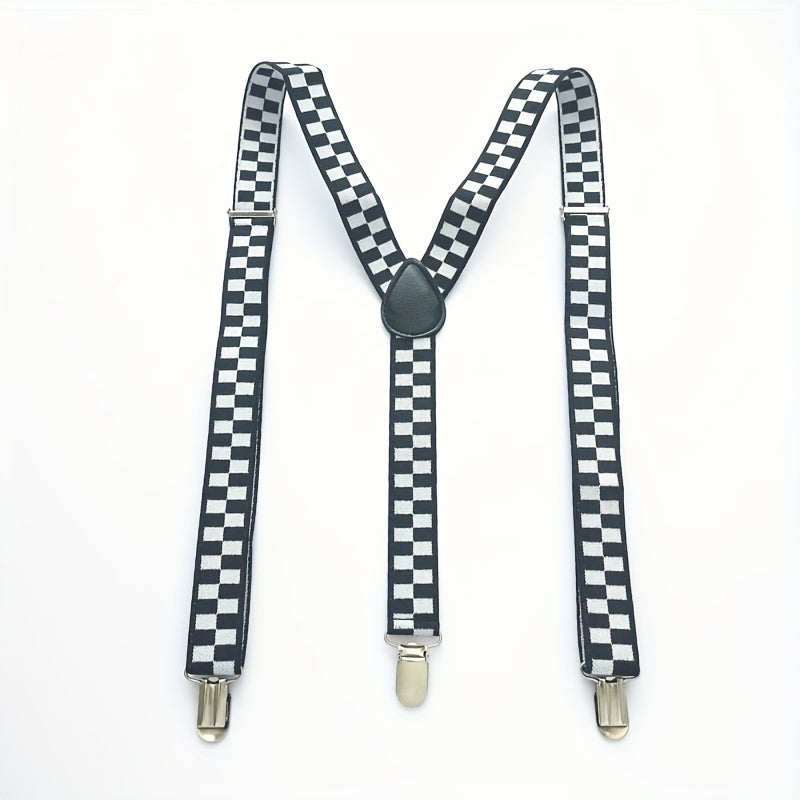 Plaid Men Suspenders 2 Wide Y Back Braces