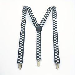 Plaid Men Suspenders 2 Wide Y Back Braces