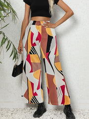 Geo Print Wide Leg Pants High Waist Loose Casual Pants