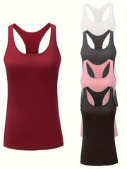 5pcs Women Racer Sports Tank Top V Shaped Casual Yoga Basic Running Fitness Tank