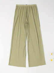 Mesh Cover Up Pants Tie Shoulders Elastic Waist Solid Maxi Beach Coverup