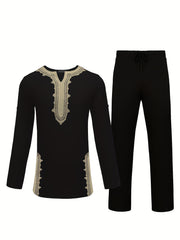 African Men Dashiki Suit Shirt Pants Set Formal Party Traditional Clothes