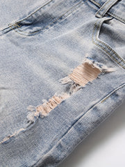 Men's Distressed Denim Shorts High Stretch