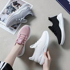 Women's Knit Sports Shoes Lace Up Low Top Running Shoes