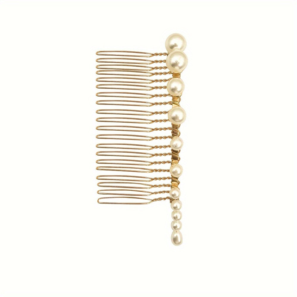 Handcrafted Faux Pearls Bridal Hair Comb in Zinc Alloy