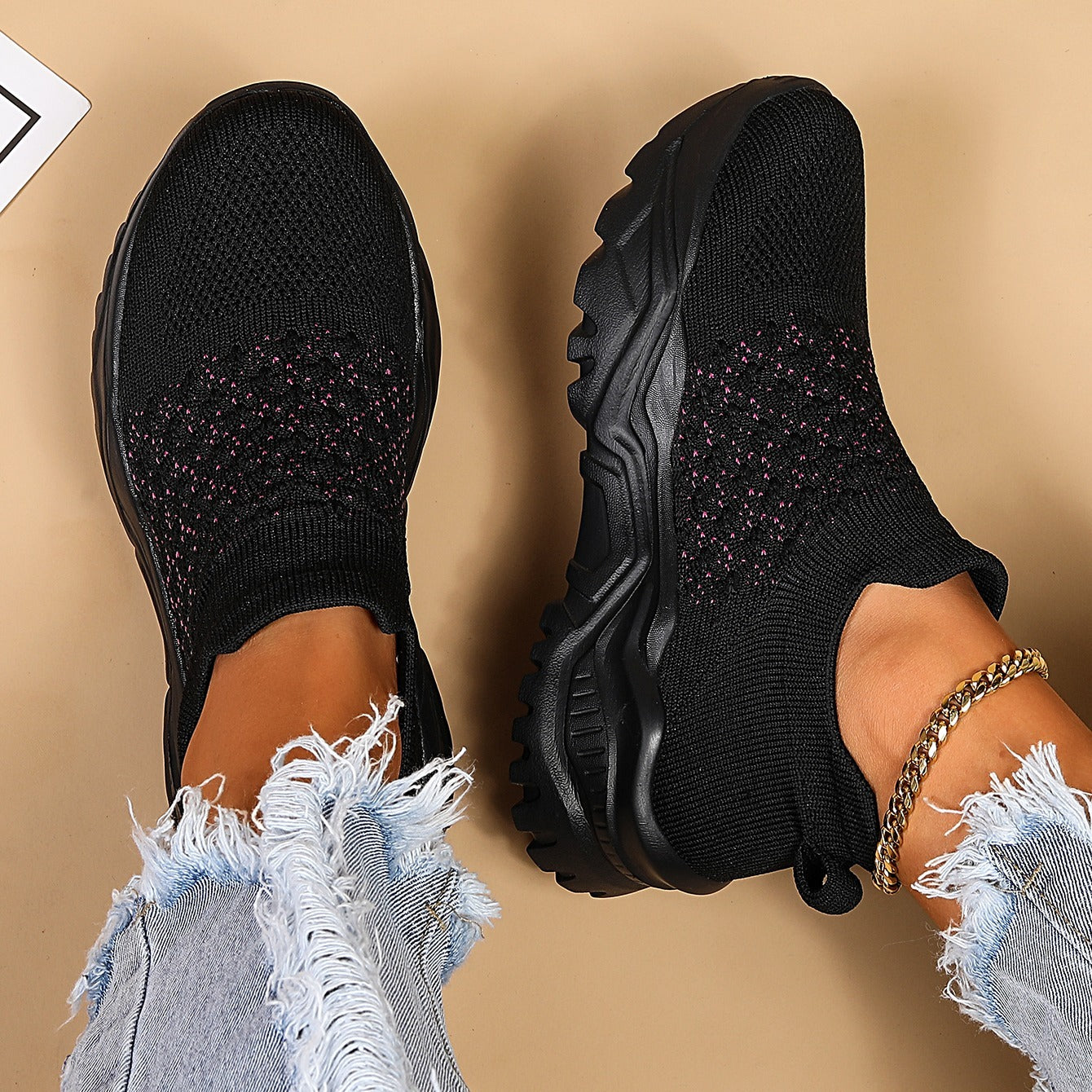 Women's Breathable Knit Sneakers Comfortable Low Top Shoes