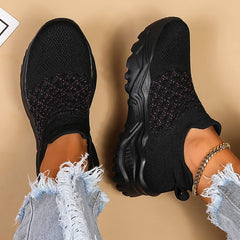 Women's Breathable Knit Sneakers Comfortable Low Top Shoes