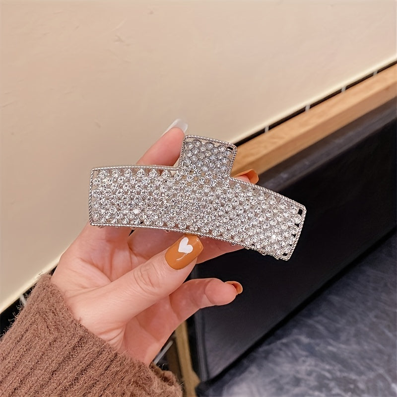 Zinc Alloy Silver Hair Clips 4 Inches Rhinestones Metal Hair Clips