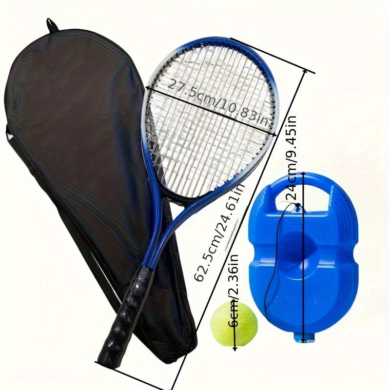 Portable Tennis Training Set with Racket and Ball Base