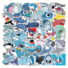 50pcs Cartoon Shark Stickers for Learning and Play