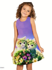 Adorable Kitten Sleeveless Dress - Perfect Birthday Gift For Girls