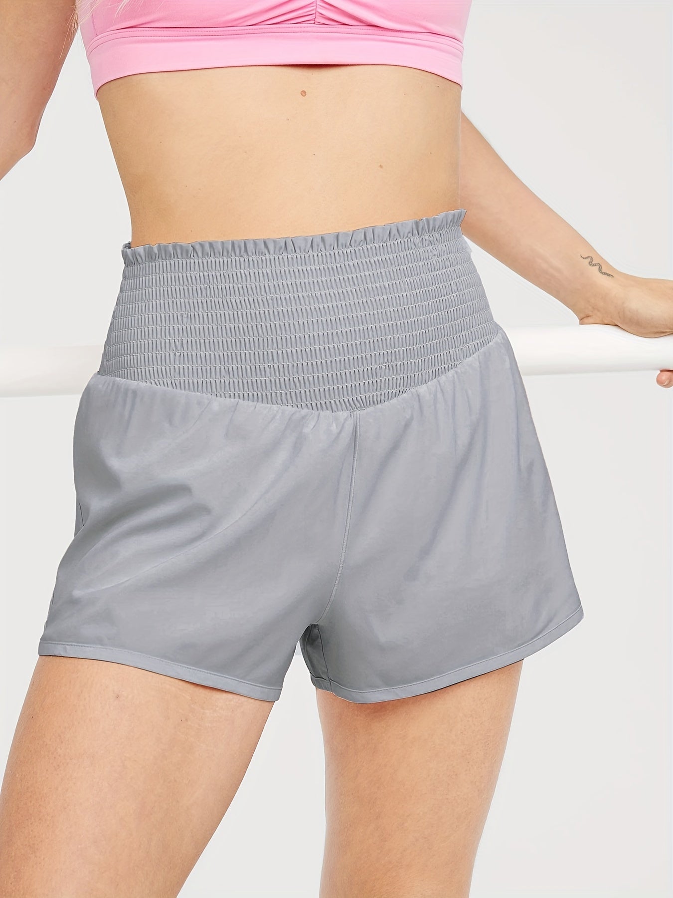 Shirred Ruffle Trim Shorts for Women