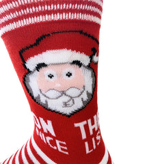 Red Santa Pattern Cotton Christmas Socks