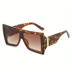 Square One piece Sunglasses For Men Retro Large Frame Glasses With Leather Case