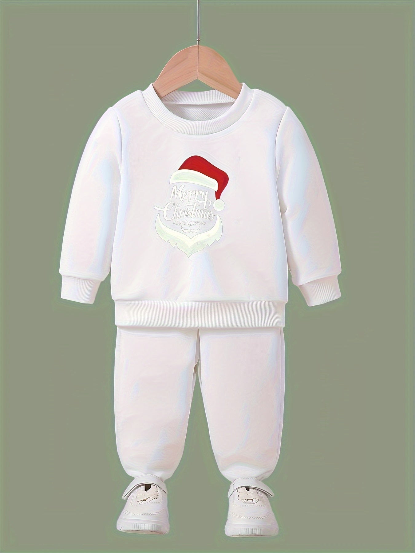 Girls 2pc Alphabet Crew Neck Sweatshirt & Solid Sweatpants Set