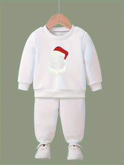Girls 2pc Alphabet Crew Neck Sweatshirt & Solid Sweatpants Set