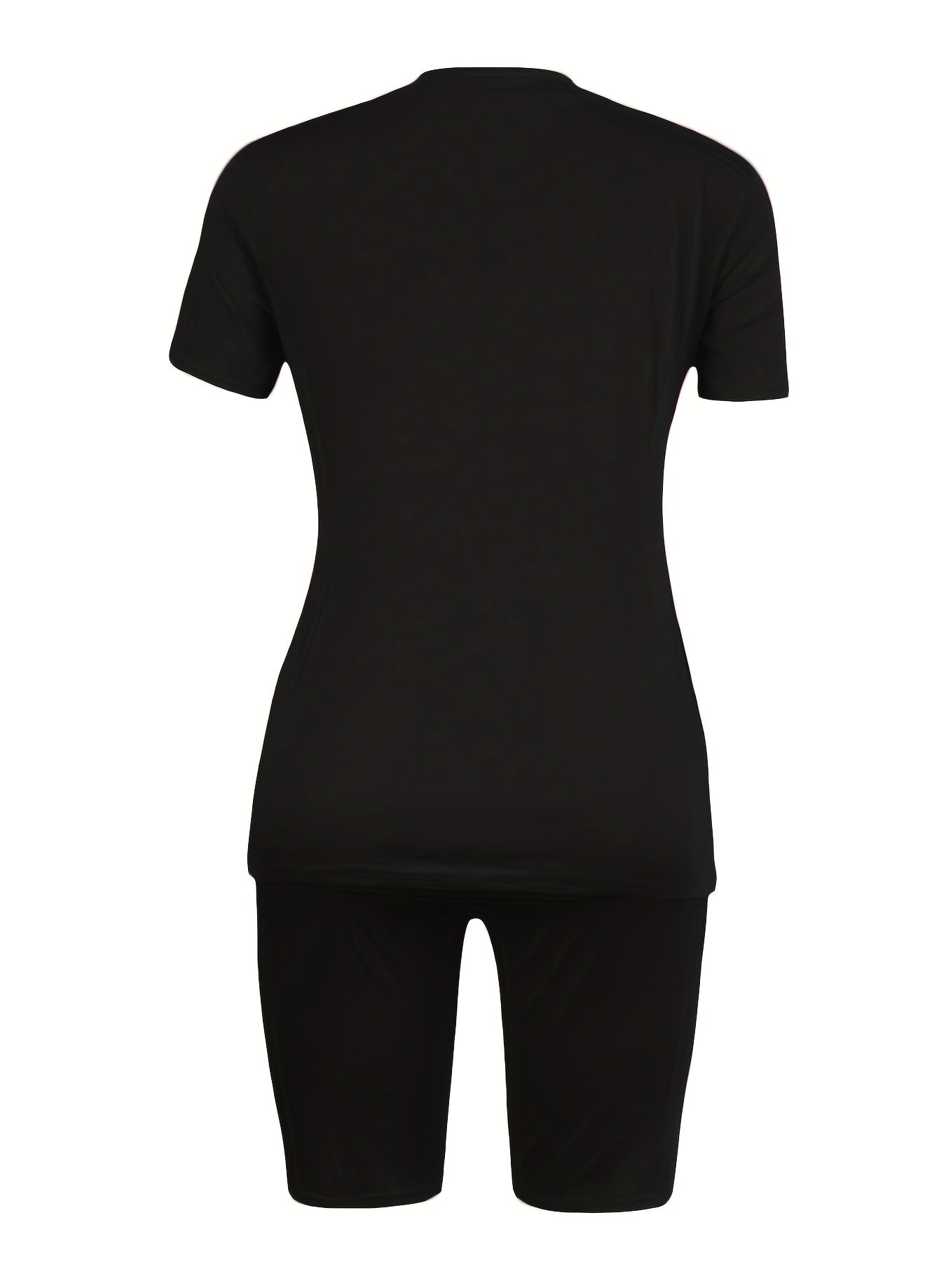 Casual 2pc Set Crew Neck Tee & Slim Shorts Women's Outfit