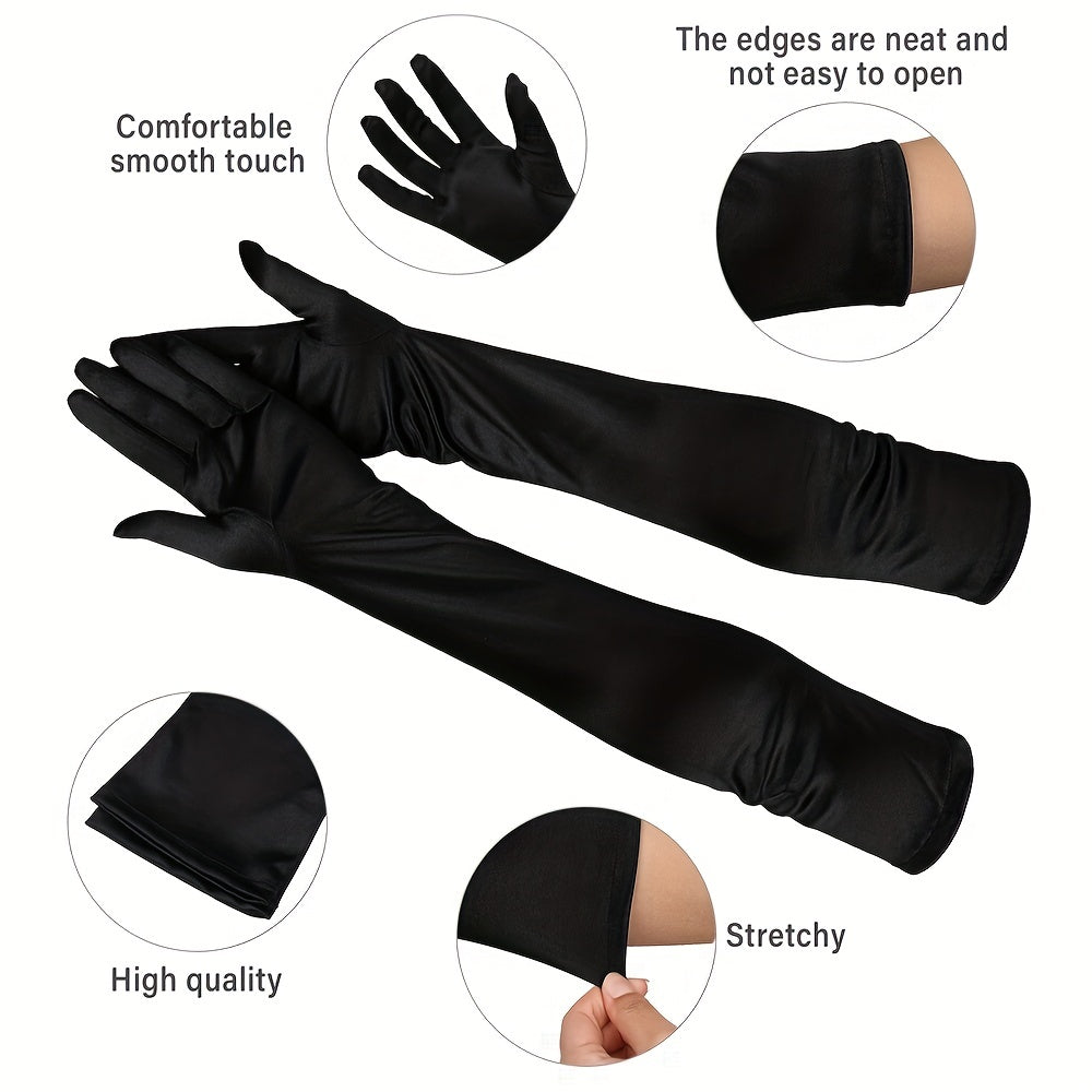20s Satin Stretchy Gloves Masquerade Party Women's Accessori
