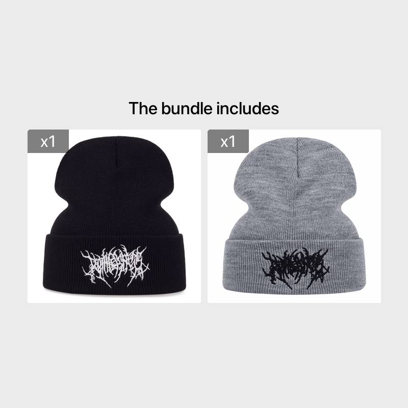 Winter Embroidered Knitted Beanie Wool Hat Ski Beret Adult Beanies