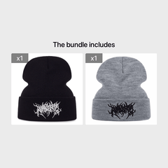 Winter Embroidered Knitted Beanie Wool Hat Ski Beret Adult Beanies