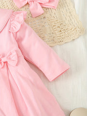 Baby Girls Bows Long Sleeve Cotton Dress