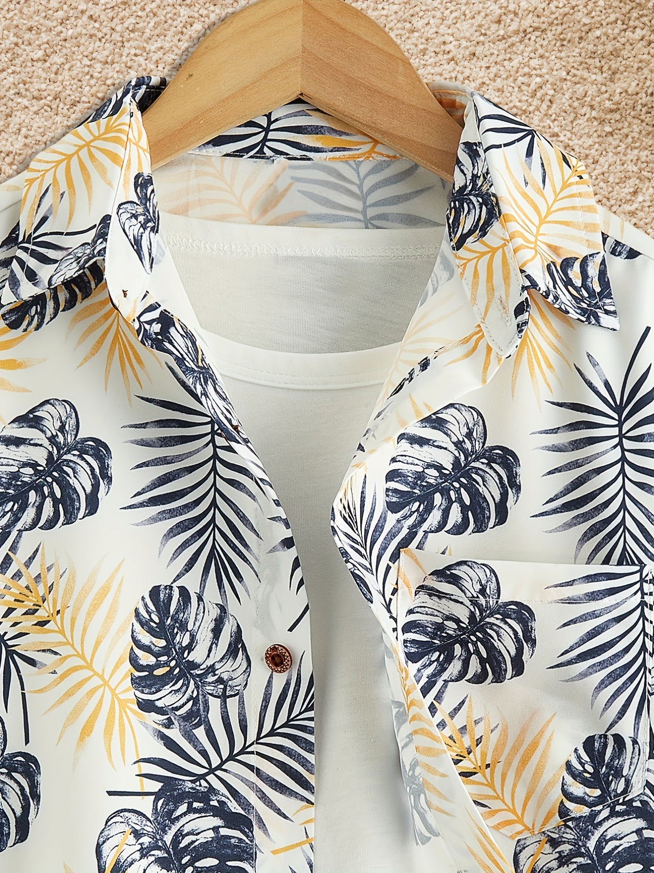 Boys Tropical Leaves Short Sleeve Shirt & Shorts Set