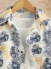 Boys Tropical Leaves Short Sleeve Shirt & Shorts Set