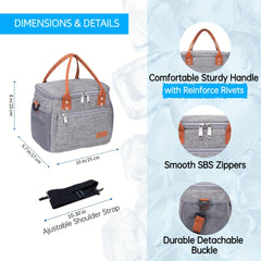 Insulated Lunch Bag for Work School Picnic Travel Beach Keeps Food Fresh