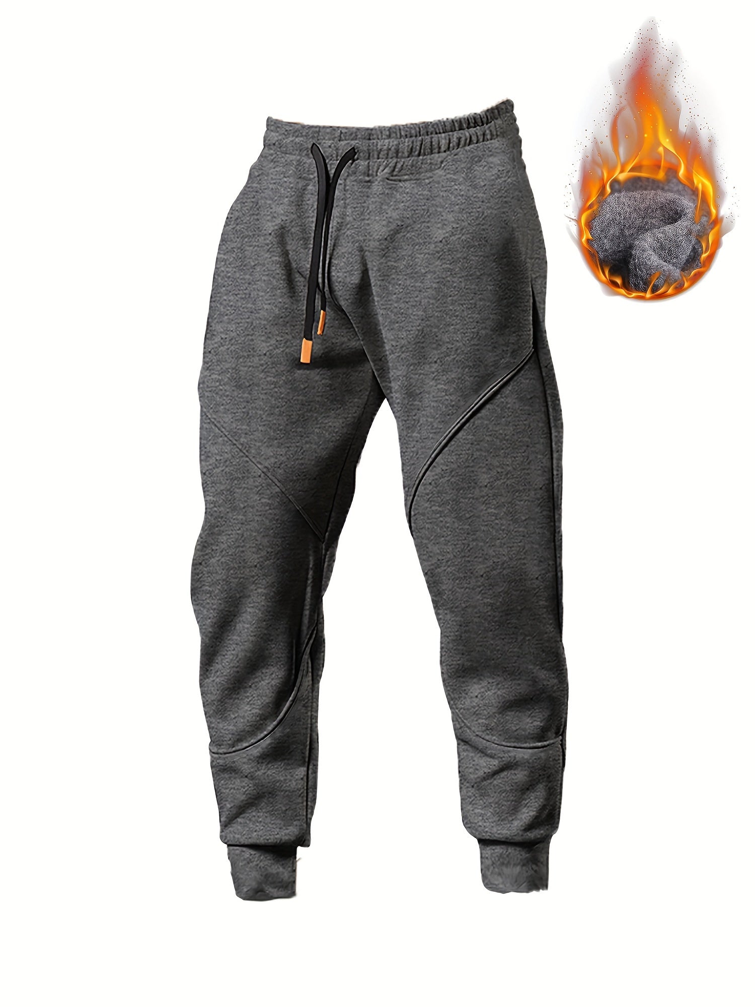 Men's Warm Fleece Sweatpants Drawstring Casual Jogger Pants for Autumn Winter