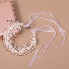 Floral Pearl Bridal Headband Flower Wedding Accessory