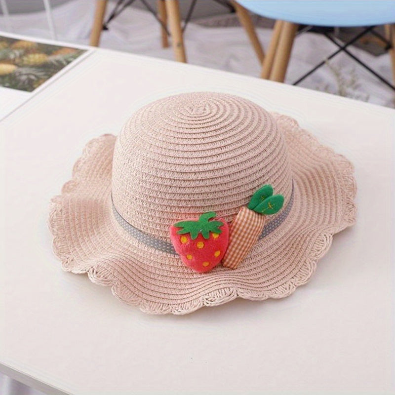 Kids' Summer Straw Hat with Shoulder Bag
