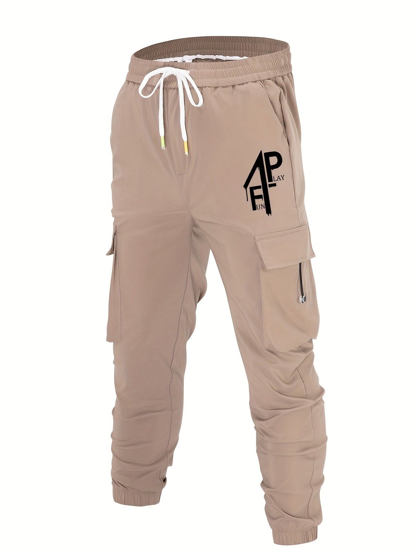 Classic Pocket Cargo Pants Men s Casual Loose Fit Drawstring Solid Cargo Pants
