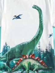 Boys Dinosaur Graphic Casual Outfit Set - T shirt & Shorts