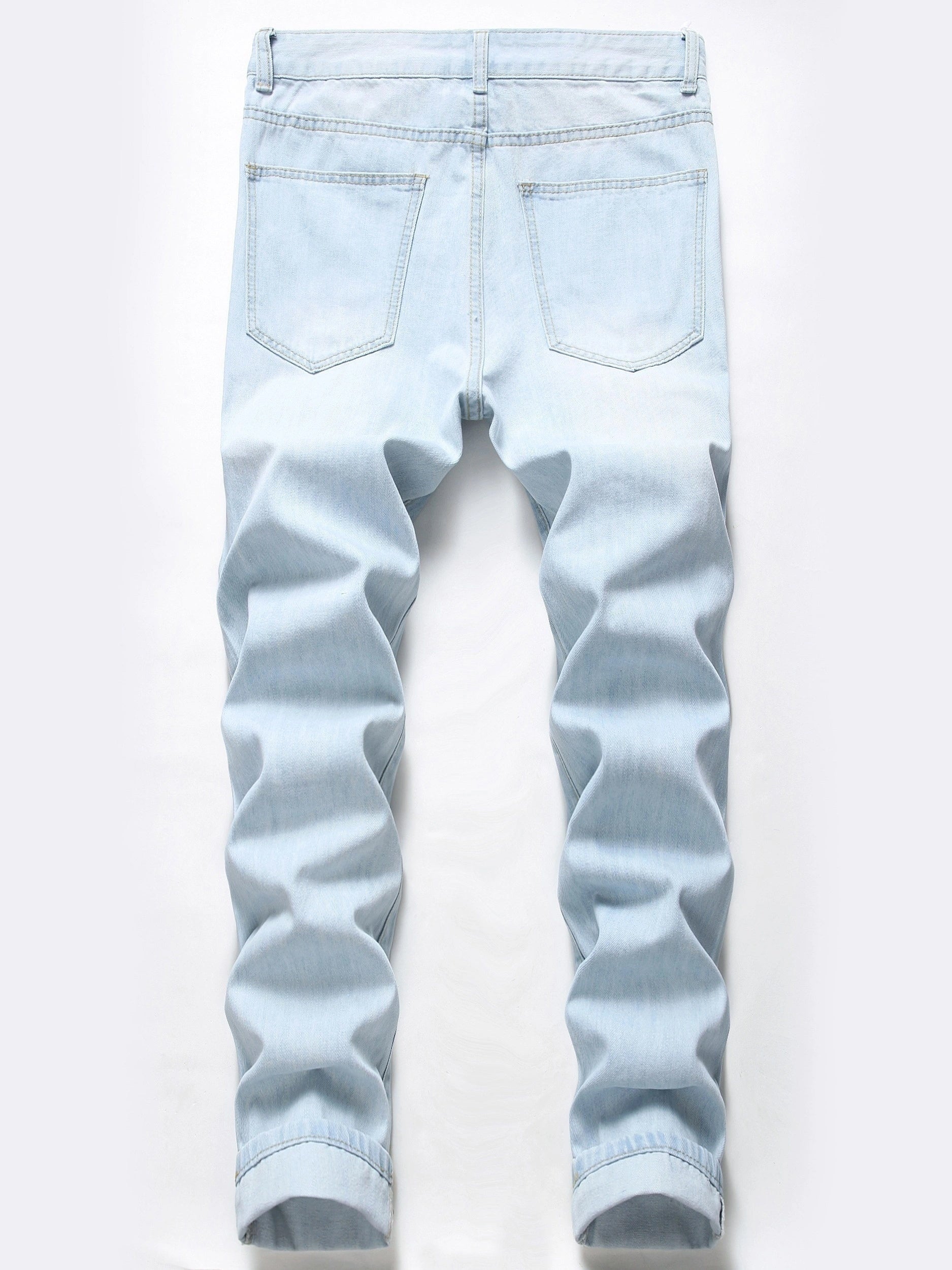 Slim Fit Ripped Jeans Mens Casual Street Style Distressed Denim Pants