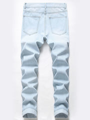 Slim Fit Ripped Jeans Mens Casual Street Style Distressed Denim Pants